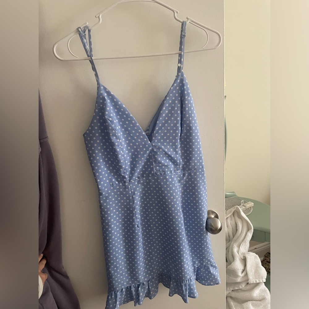 REVOLVE Super Down - Blue Polka dot Dress